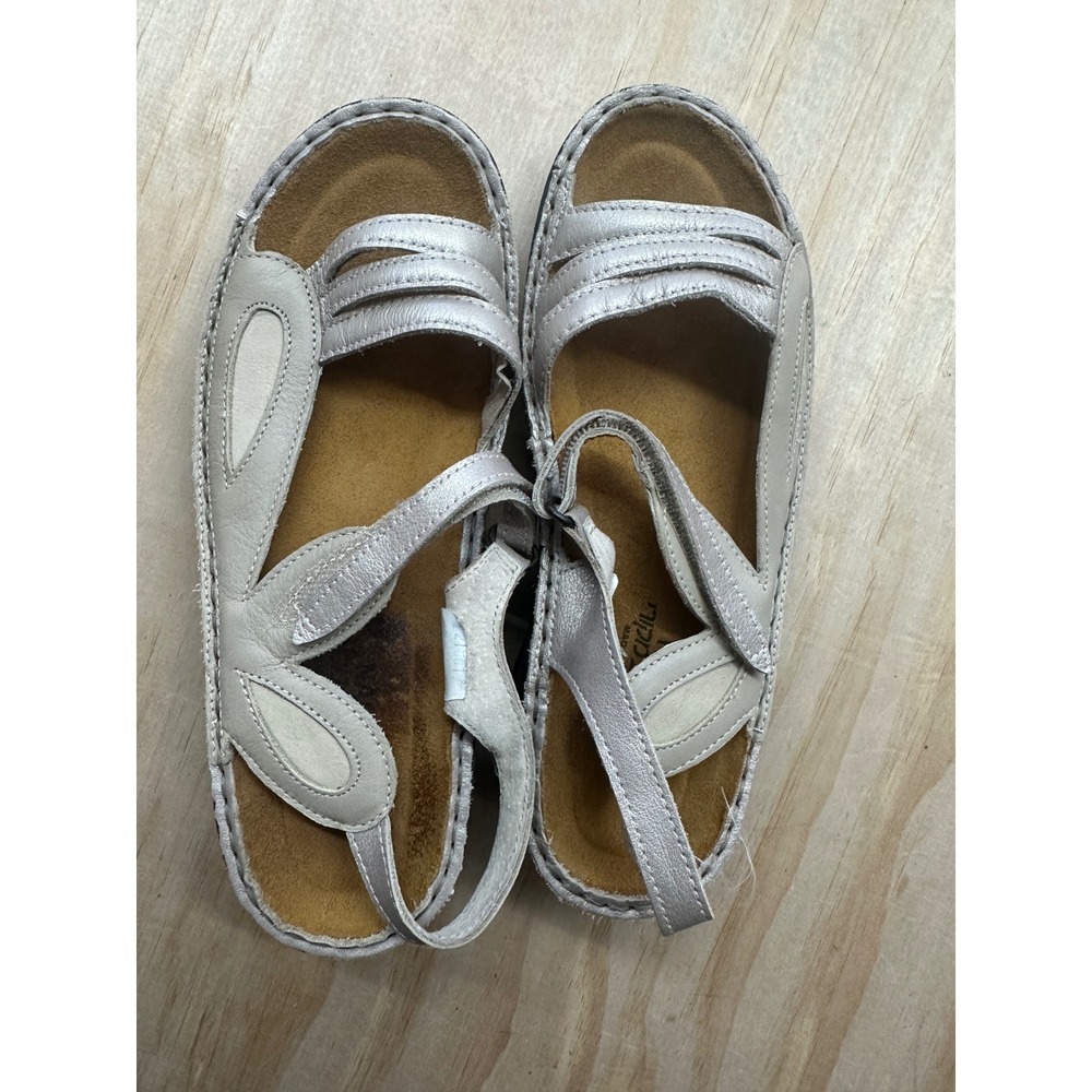 Naot Women Metallic Leather Comfort Sandals Silver Champagne 36 US 5.5-6 Israel
